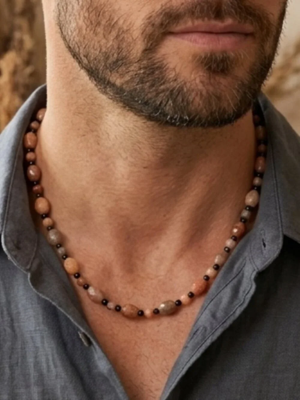 Natural Fossil Coral Necklace | Earth Tone Gemstone | Unisex OOAK Handmade